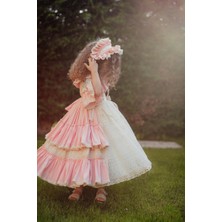 Mialora Exclusive Pembe Elbise, Dantel Detaylı Abiye, Uzun Vintage Kız Çocuk Elbise