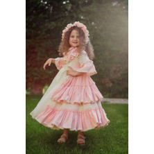 Mialora Exclusive Pembe Elbise, Dantel Detaylı Abiye, Uzun Vintage Kız Çocuk Elbise