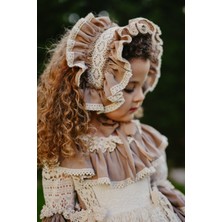 Mialora Exclusive Pembe Elbise, Dantel Detaylı Abiye, Uzun Vintage Kız Çocuk Elbise