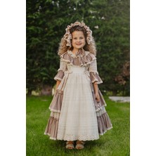 Mialora Exclusive Pembe Elbise, Dantel Detaylı Abiye, Uzun Vintage Kız Çocuk Elbise