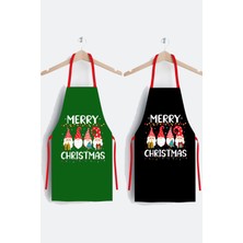 Ays Home Yılbaşı Merry Christmas 2'li Siyah Yeşil Mutfak Önlüğü Seti