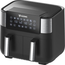 Yasomi Y80 Siyah 8 Litre 2850W Çift Hazneli ve Çift Motorlu Dokunmatik Airfryer Fritöz