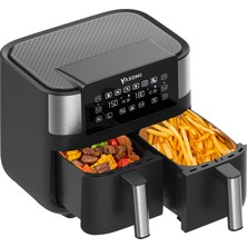 Yasomi Y80 Siyah 8 Litre 2850W Çift Hazneli ve Çift Motorlu Dokunmatik Airfryer Fritöz