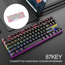 Perfect Rgb 87 Anahtar Oyun Windows Gaming Pc Için Kablolu Gerçek Mekanik Klavye Strong E (Yurt Dışından)