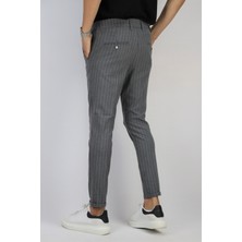 İnpool Erkek Antrasit Slim Fit Çizgili Kumaş Pantolon INP129