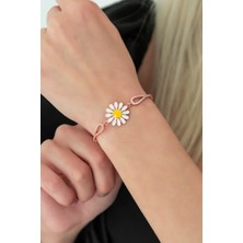 Nereze 925 Ayar Kelepçe Model Papatya Bileklik Kadın Gümüş Bileklik