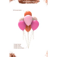 Hey Parti Hawaii Pembe Turuncu Fuşya Somon Balon Seti - 50 Adet