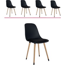 Netaks Abant Sandalye Ahşap Naturel Ayaklı  (Minderli) 4'lü Takım