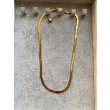 Ni Aksesuar Kararmaz Çelik Düz Italyan Zincir 40 cm Altın Sarı Kolye