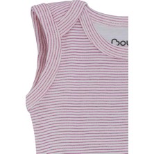 Boumini Pamuklu Bebek ÇıtÇıtlı Atlet Body Pembe Çizgili Zarf Yaka 0-36 ay