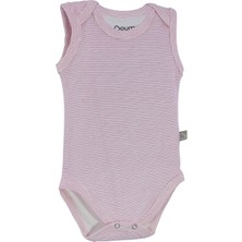 Boumini Pamuklu Bebek ÇıtÇıtlı Atlet Body Pembe Çizgili Zarf Yaka 0-36 ay