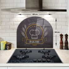 Decorita Cam Ocak Arkası Koruyucu | Oval Şekilli | Bakery Quality | 52CM x 60CM