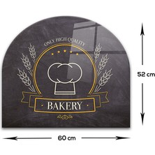 Decorita Cam Ocak Arkası Koruyucu | Oval Şekilli | Bakery Quality | 52CM x 60CM