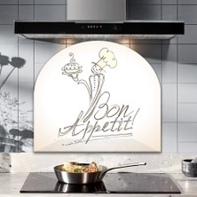 Decorita Cam Ocak Arkası Koruyucu | Oval Şekilli | Bon Appetit - Şef | 52CM x 60CM