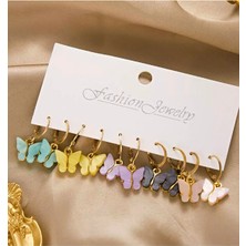 Petek Aksesuar 10 Adet Kelebek Küpe Set