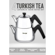 Stevig 4 Turkish Tea 18/10 Paslanmaz Çelik Çaydanlık Takımı Büyük Boy ST-501