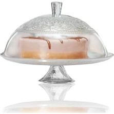 İliva Cam Kapaklı Ayaklı Pasta Kek Standı Servis Sunum Tabağı, Kek Pasta Fanusu