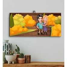 BK Kişiye Özel Sevgililer Karikatürlü Kabartma Figürlü Ahşap Tablo, Duvar Dekoru,sevgiliye Hediye,ev Dekorasyonu,sevgililer Günü Hediyesi-2