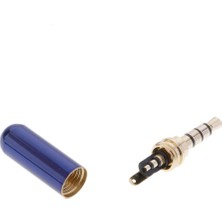 Fayshow Mavi 3.5mm 1/8 "jack 4 Kutuplu Stereo Ses Erkek Fiş Adaptör Bağlayıcı Lehim Mavi  (Yurt Dışından)