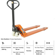 Rolwal 2500 kg Transpalet BJ-TR-25-52X115-NY