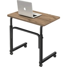 servetavcı Yükseklik Ayarlı Laptop Sehpası ve Çalışma Masası - Ceviz (Tekerli) 70 x 40 cm