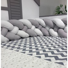 İlknur Bebe Mars Gri 4'lü Sarım Örgü Kenarlı Uyku Seti, 90x190cm Bebek Çocuk Montessori Karyola Yataklar İle Uyumlu, Kız&Erkek Ortak Model