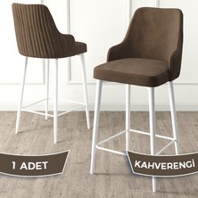 Canisa Concept Enox Serisi  Mutfak Bar Sandalyesi   Babyface Kumaş  Beyaz Metal Ayak