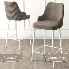 Canisa Concept Enox Serisi  Mutfak Bar Sandalyesi   Babyface Kumaş  Beyaz Metal Ayak