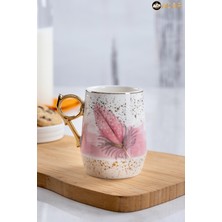 Yzhome Porselen Yaldızlı Desenli Kupa Bardak 220ML