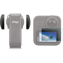 Knmaster Gopro Max 360 Action Uyumlu Temperli Cam Ekran Koruyucu ve Lens Koruma Kapağı Seti