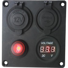 Deniz Için Çift Şarj Cihazı 3.1A 5V Voltmetre + Power Outlet + Anahtar