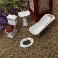 Lovoski 1/12 Dollhouse Minyatür Banyo Seti Accs Çiçek Tuvalet Küvet Lavabo #2 (Yurt Dışından)