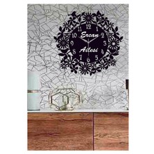 Hediyelikevi Kişiye Özel Isimli Çiçek ve Kuşlar Temalı Duvar Saati