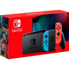 Nintendo Switch Konsol Neon Red Blue Joy / Con - Yeni V2 Model + The Legend Of Zelda : Breath Of The Wild Oyunu