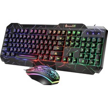 Yesper LED Oyun Klavye Fare Combo Rgb Multimedya Ergonomik USB Gamer Kiti (Yurt Dışından)