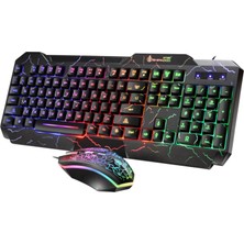 Yesper LED Oyun Klavye Fare Combo Rgb Multimedya Ergonomik USB Gamer Kiti (Yurt Dışından)