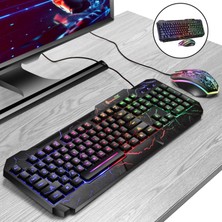 Yesper LED Oyun Klavye Fare Combo Rgb Multimedya Ergonomik USB Gamer Kiti (Yurt Dışından)