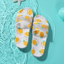 Gezer Ananas Desenli Kaymaz Taban Havuz Plaj Günlük Çocuk Terlik10