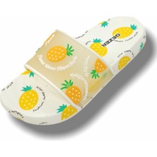 Gezer Ananas Desenli Kaymaz Taban Havuz Plaj Günlük Çocuk Terlik10