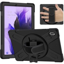 CRESCENT Samsung Galaxy Tab S7 Fe 12.4 Inç Prime Defender Sholder Strap Tablet Kılıfı (T730 T733 T735 T736 T736B) Siyah