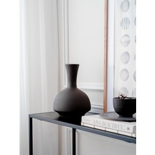 Beige & Stone Odessa Seramik Vazo Düz Tasarım 29 cm Siyah Renkli Dekoratif Obje