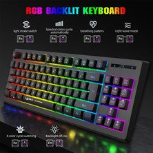 Yesper 87 Keys Kablosuz Klavye Kompakt Rgb Arka Işığı Siyah (Yurt Dışından)