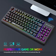 Yesper 87 Keys Kablosuz Klavye Kompakt Rgb Arka Işığı Siyah (Yurt Dışından)