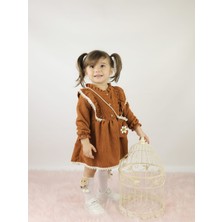 Çilek Bebe Çantalı Ve Dantelli Kız Çocuk Bayramlık Etekli Salopet