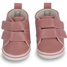 First Step Pembe Simli Yıldızlı Kız Bebek Cırt Cırtlı Patik AYAKKABI-G-2356