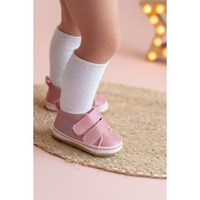 First Step Pembe Simli Yıldızlı Kız Bebek Cırt Cırtlı Patik AYAKKABI-G-2356