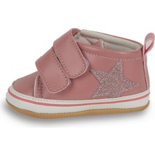 First Step Pembe Simli Yıldızlı Kız Bebek Cırt Cırtlı Patik AYAKKABI-G-2356