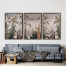 Kayra Export 3 Parçalı Gold Çerçeveli  Manzara Baskılı Görüntüleme Duvar Dekoru Sahne Duvar Süsü