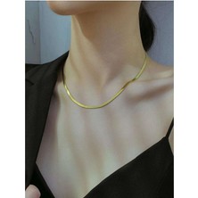 HD Marketim Kolye İtalyan İnce Yassı Paslanmaz Çelik 316 3 mm Kolye Kadın Erkek Unisex