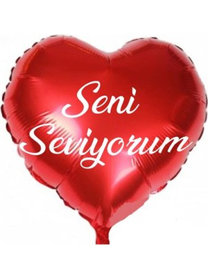 Rönesans Parti Seni Seviyorum Baskılı Kırmızı Kalp Folyo Balon Sevgililer Günü 45 cm (3 Adet )